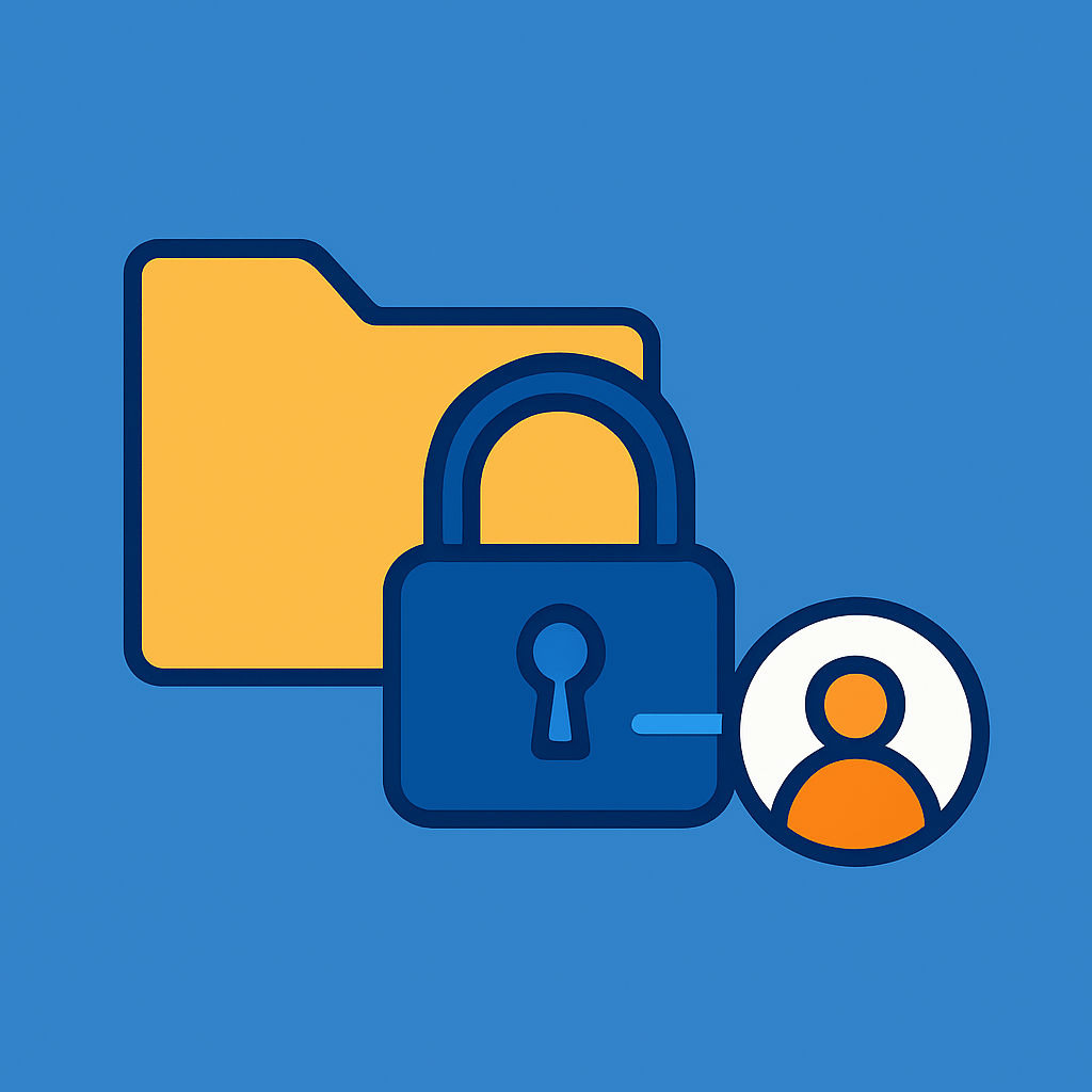 A secure folder with a padlock and single user icon, representing restricted access in cybersecurity.