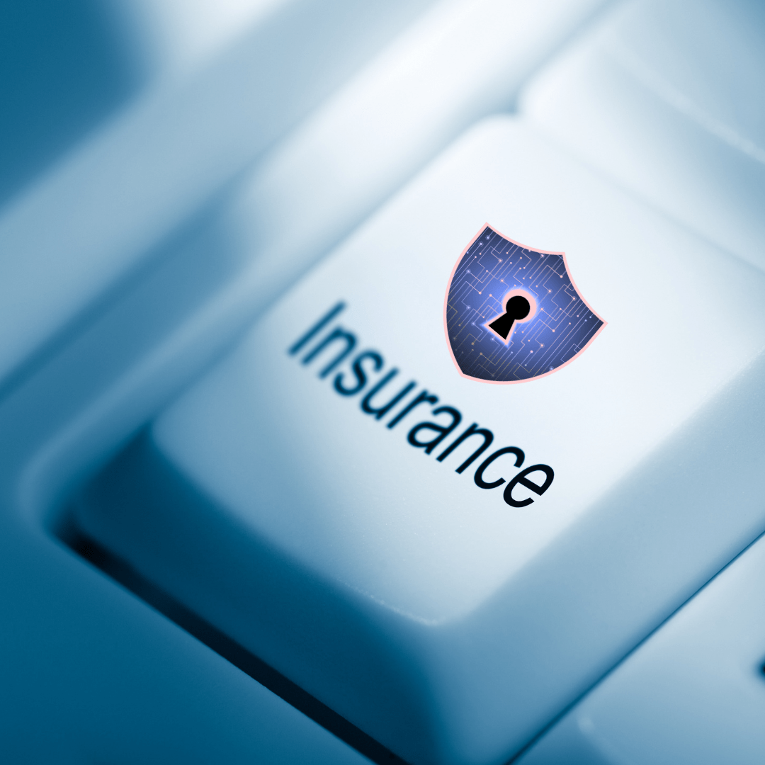 Cyber insurance readiness concept with security shield on keyboard