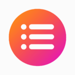 A flat circular icon with a gradient from orange to pink, featuring a simple white list symbol representing user input fields.
