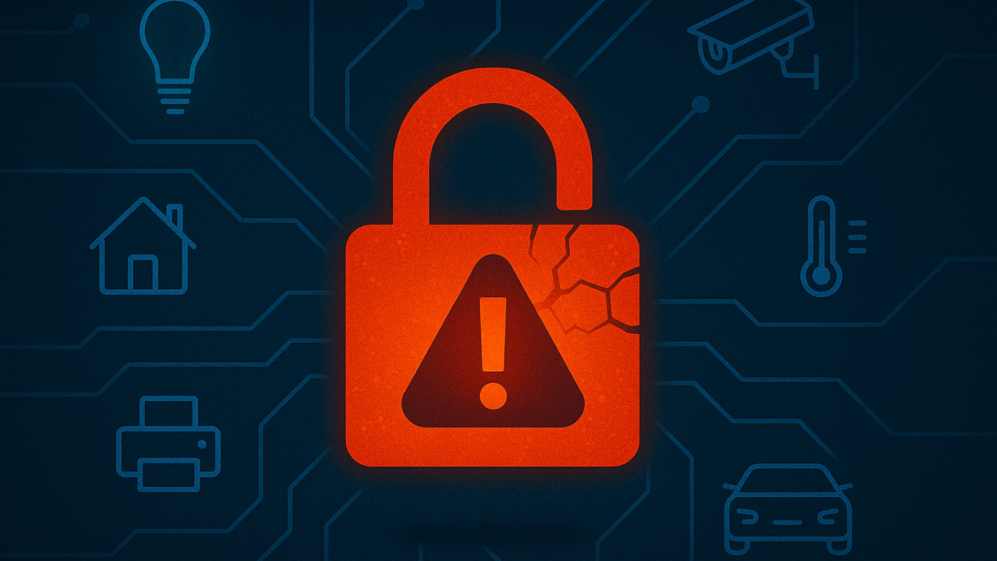A glowing chain link highlighted in orange with a digital padlock shield, symbolizing vulnerabilities in supply chain cybersecurity.
