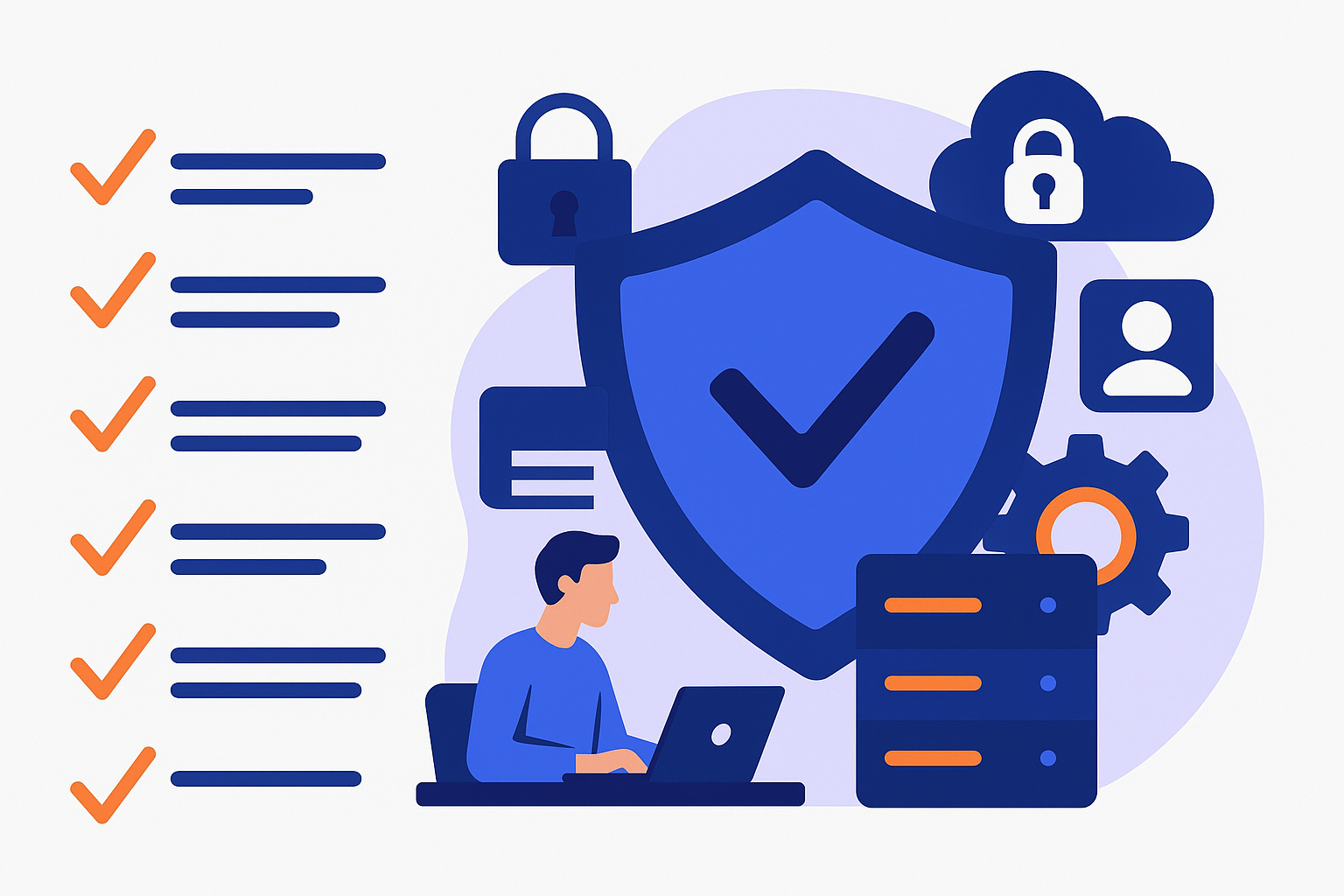 Illustration showing cybersecurity improvements for organizations working with Foundation BTS