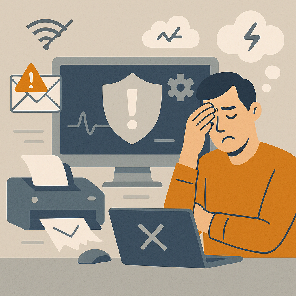 Illustration representing IT issues affecting staff productivity