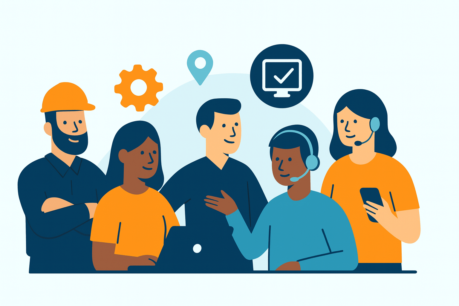 Illustration representing teams supported by Managed IT Services